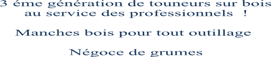 3 éme génération de touneurs sur bois
au service des professionnels  !

Manches bois pour tout outillage 

Négoce de grumes